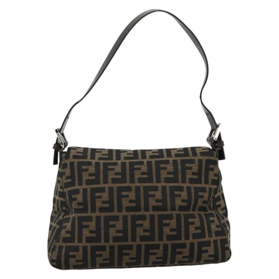 【日本直送】FENDI Zucca帆布Mamma Baguette單肩包 黑色棕色 正品 185971SAM-1