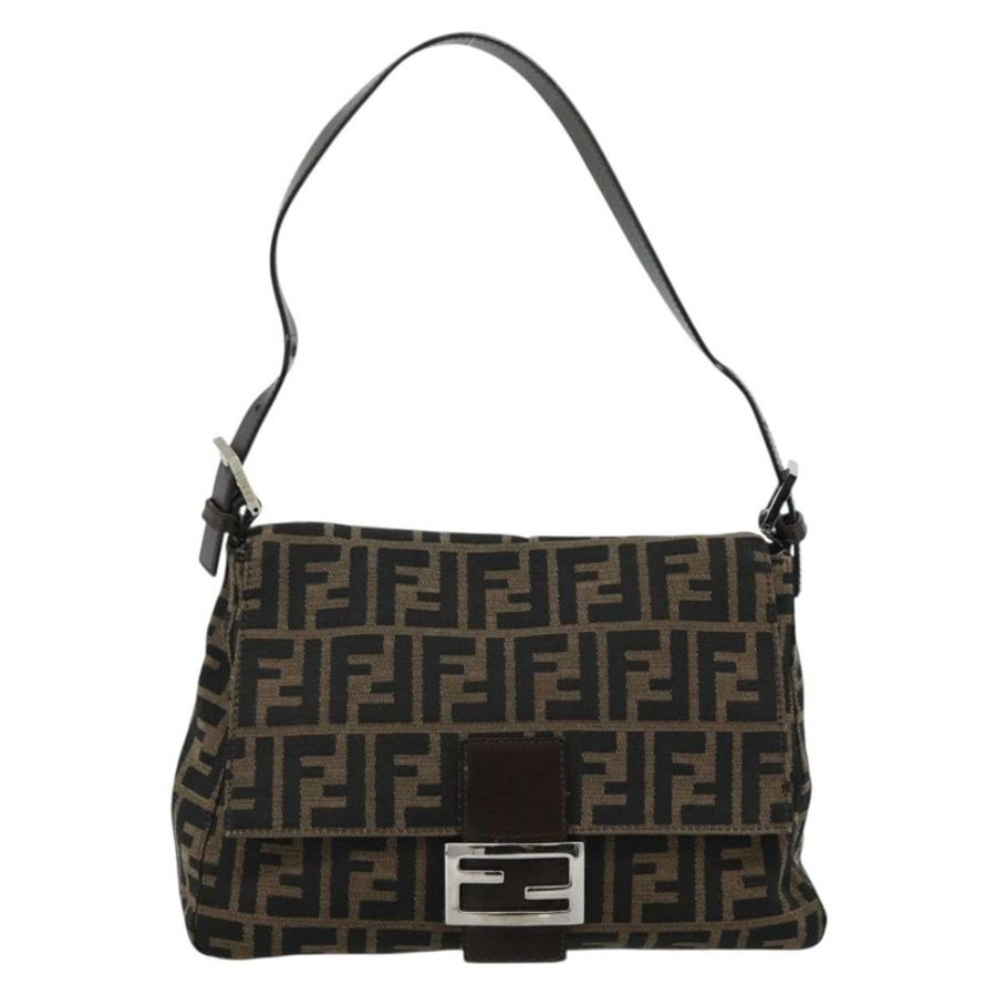【日本直送】FENDI Zucca帆布Mamma Baguette單肩包 黑色棕色 正品 185971SAM-12