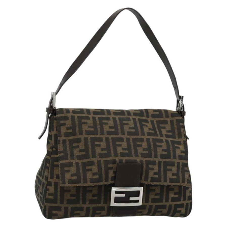 【日本直送】FENDI Zucca帆布Mamma Baguette單肩包 黑色棕色 正品 186037SAM-0