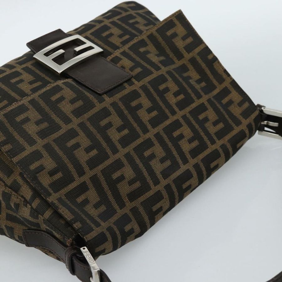 【日本直送】FENDI Zucca帆布Mamma Baguette單肩包 黑色棕色 正品 186037SAM-5