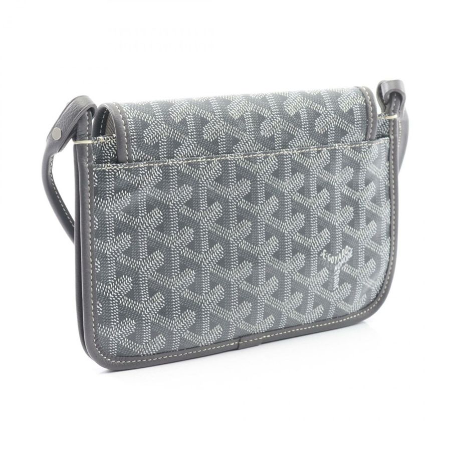 GOYARD 羽毛圖案單肩包皮夾帆布皮革灰色多色二手女款-1
