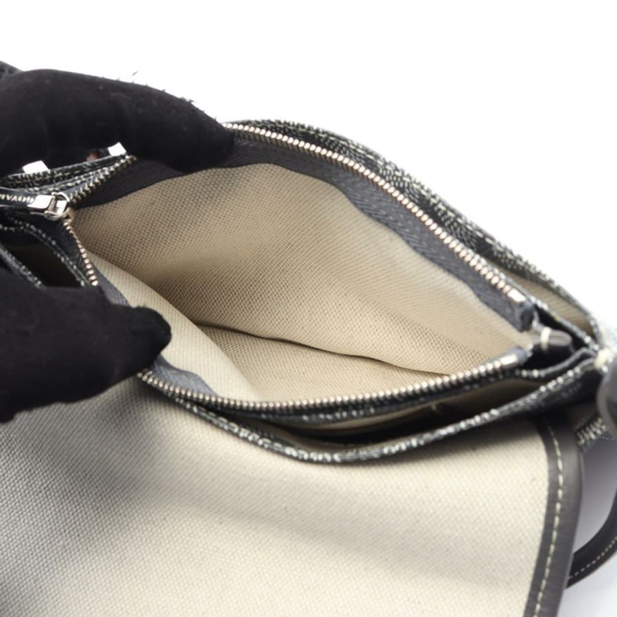 GOYARD 羽毛圖案單肩包皮夾帆布皮革灰色多色二手女款-5