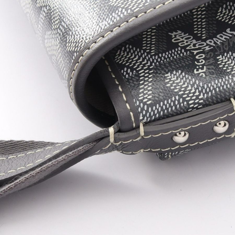 GOYARD Capetian MM 單肩包,PVC塗層帆布皮革,灰色/白色,二手,男女通用-5