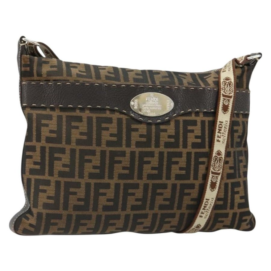 【日本直送】FENDI Zucca帆布單肩包 黑色棕色 正品 185617A-0