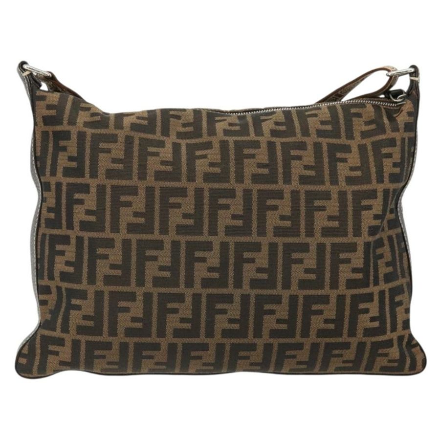 【日本直送】FENDI Zucca帆布單肩包 黑色棕色 正品 185617A-1