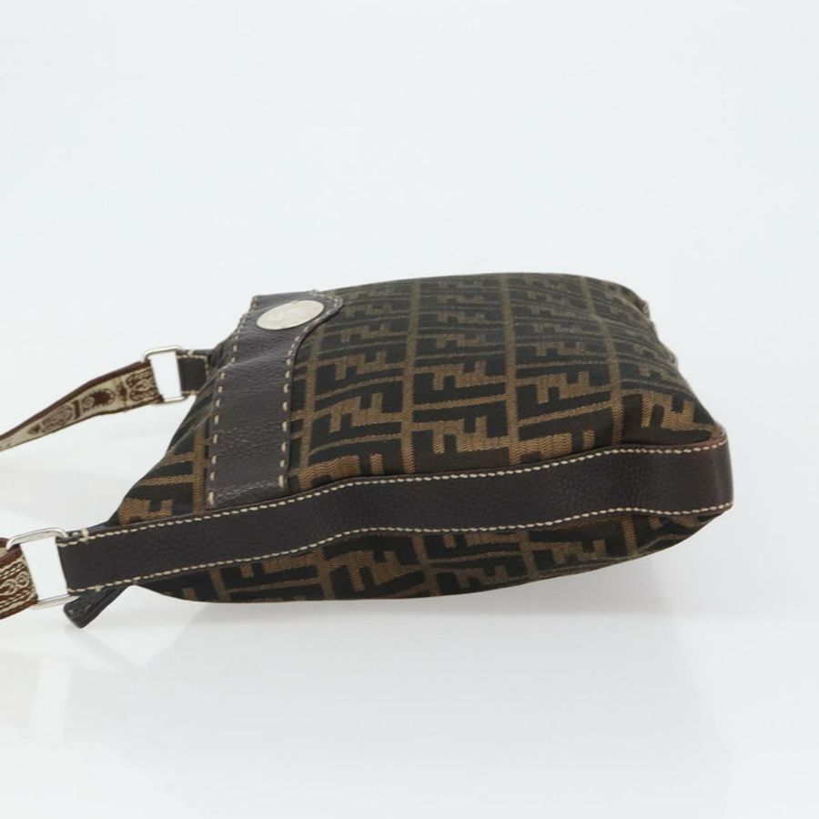 【日本直送】FENDI Zucca帆布單肩包 黑色棕色 正品 185617A-3