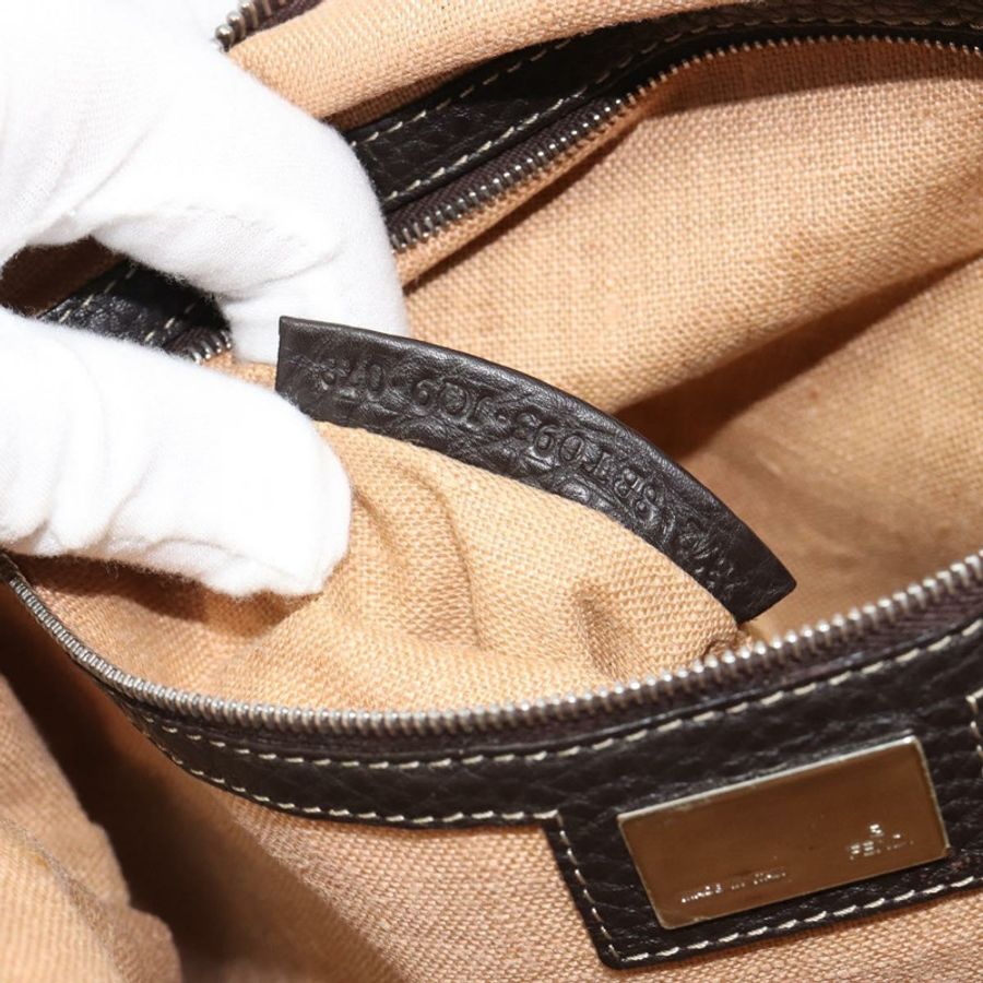 【日本直送】FENDI Zucca帆布單肩包 黑色棕色 正品 185617A-11