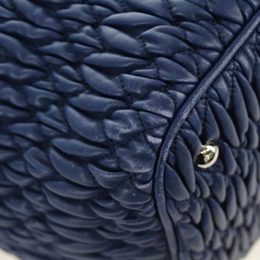 【日本直送】Miu Miu 納帕水晶絎縫手提包 皮革三用 藍色銀色 正品 185610SM-20