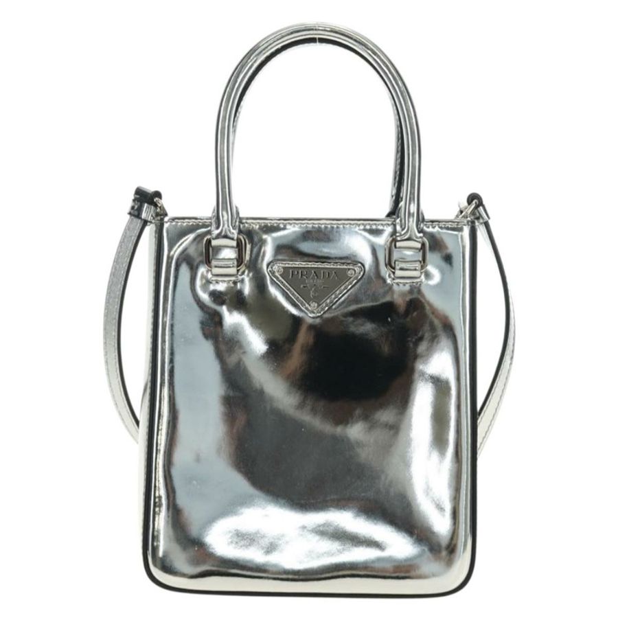 【日本直送】PRADA 漆皮雙肩包 銀色 正品 185901M-12