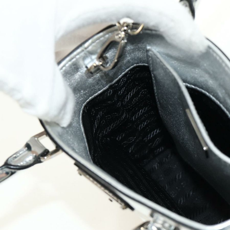 【日本直送】PRADA 漆皮雙肩包 銀色 正品 185901M-26