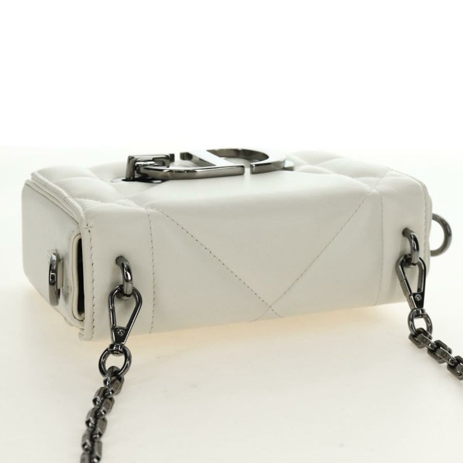 【日本直送】Christian Dior Canage Caro 單肩包,羊皮材質,白色銀色,正品,貨號 185922SM-5