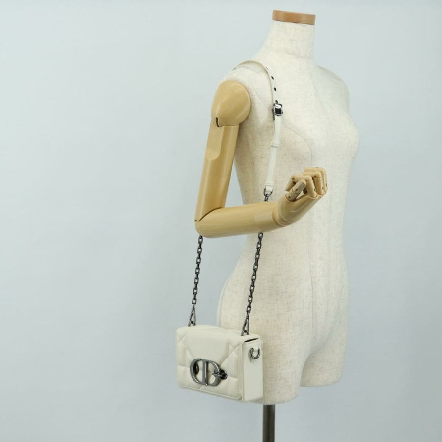 【日本直送】Christian Dior Canage Caro 單肩包,羊皮材質,白色銀色,正品,貨號 185922SM-27