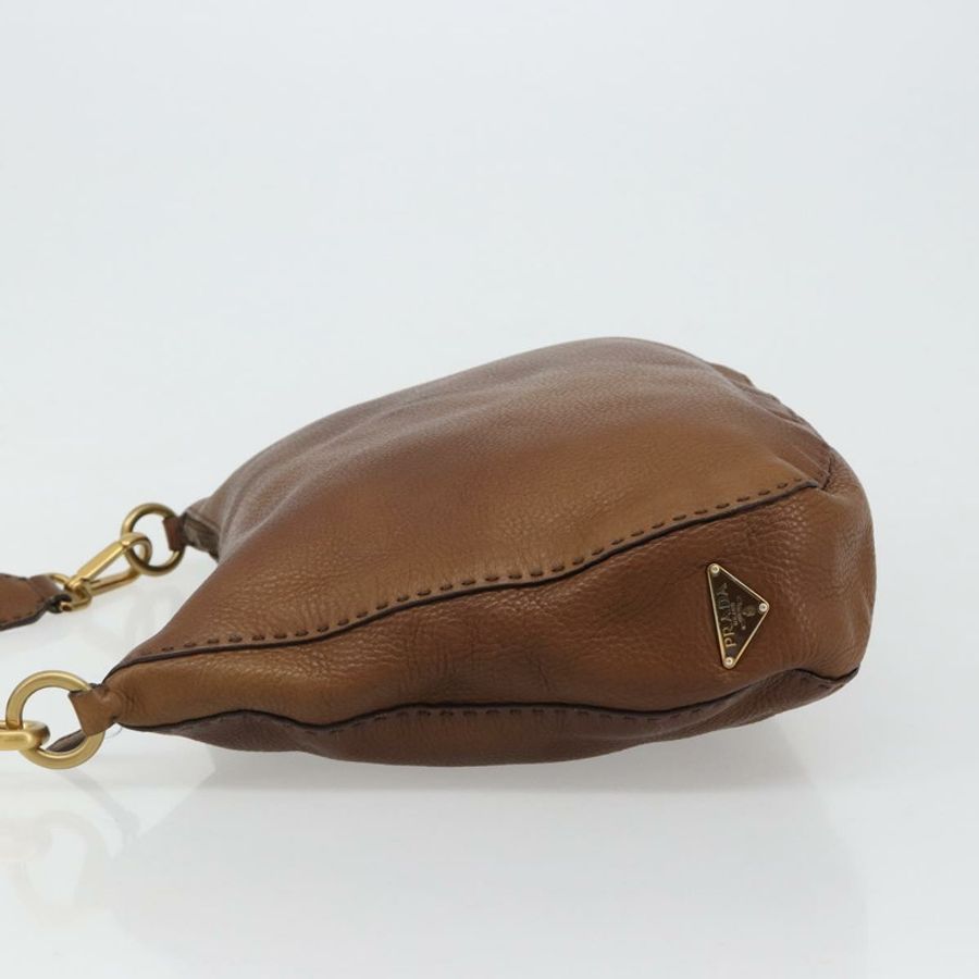 【日本直送】PRADA 棕色金色皮革肩背包,正品編號 186027A-3