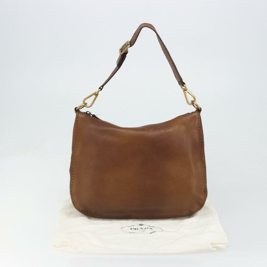 【日本直送】PRADA 棕色金色皮革肩背包,正品編號 186027A-11