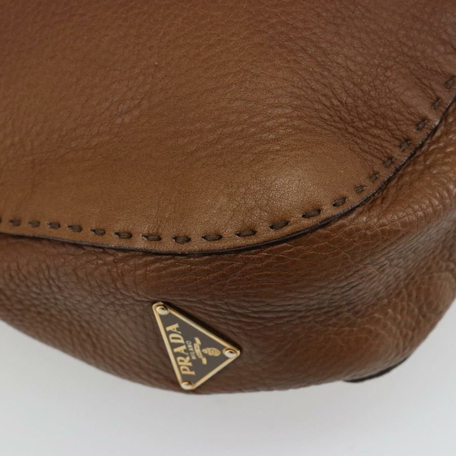 【日本直送】PRADA 棕色金色皮革肩背包,正品編號 186027A-14