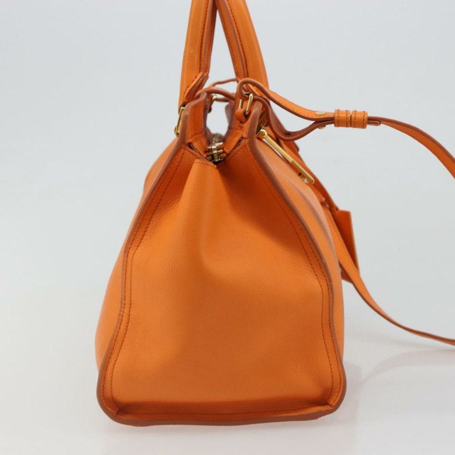 【日本直送】SAINT LAURENT Cabas 迷你手提包 皮革 兩用 橙色 金色 正品 185950A-3