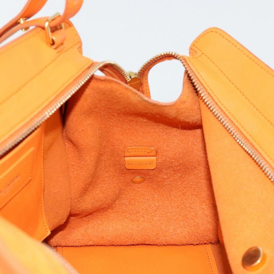 【日本直送】SAINT LAURENT Cabas 迷你手提包 皮革 兩用 橙色 金色 正品 185950A-23