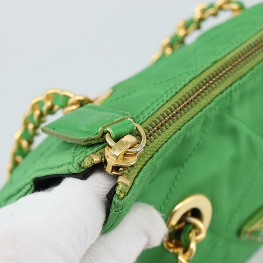 【日本直送】PRADA 尼龍鏈條單肩包 綠色 金色 正品 186013A-8