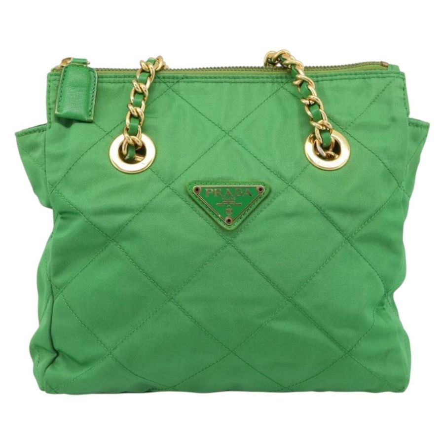 【日本直送】PRADA 尼龍鏈條單肩包 綠色 金色 正品 186013A-12