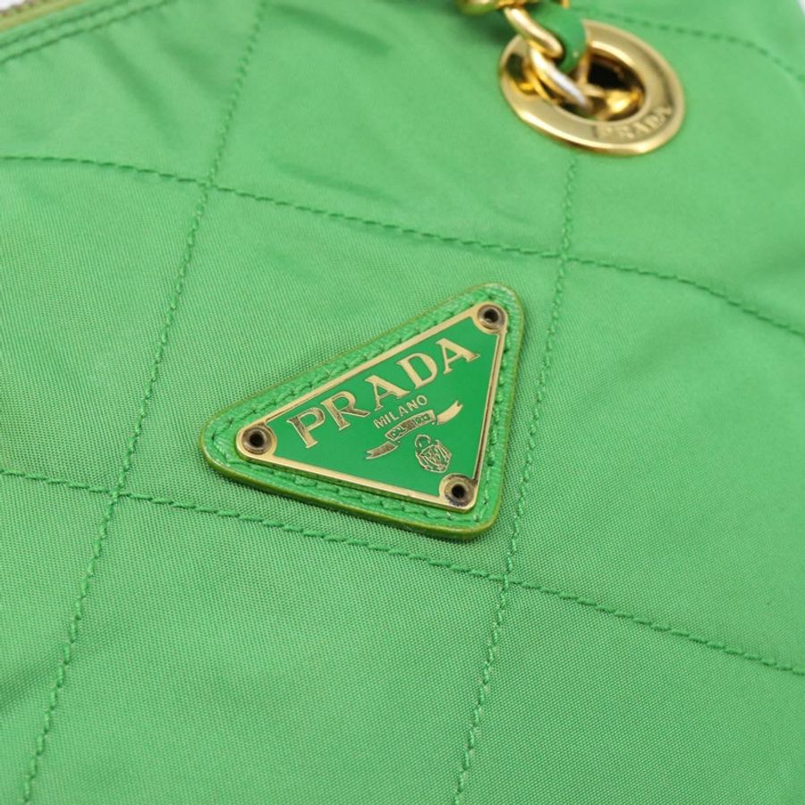【日本直送】PRADA 尼龍鏈條單肩包 綠色 金色 正品 186013A-17
