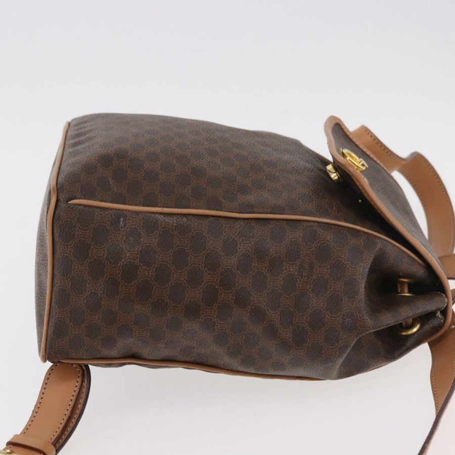 【日本直送】CELINE Macadam帆布雙肩包 PVC皮革 棕色 金色 正品 186101A-2