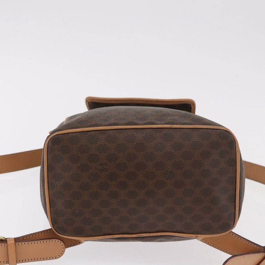 【日本直送】CELINE Macadam帆布雙肩包 PVC皮革 棕色 金色 正品 186101A-4