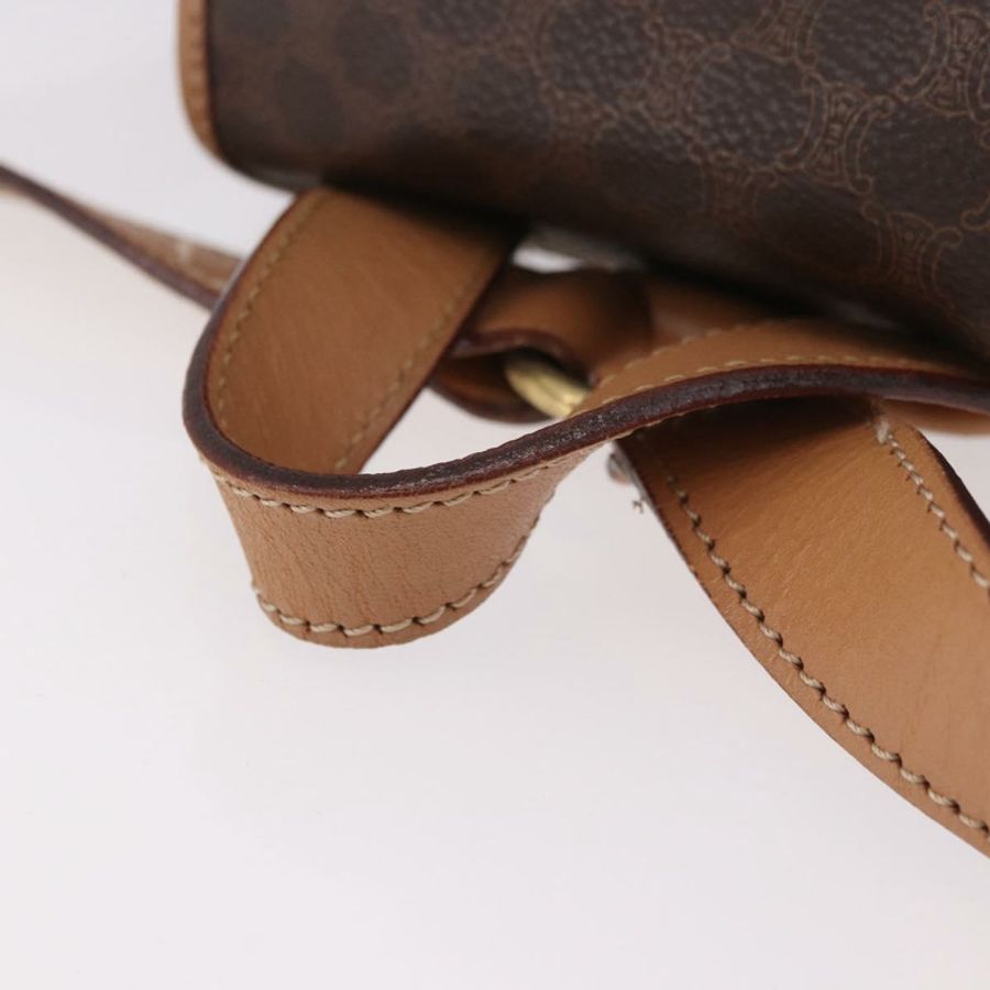 【日本直送】CELINE Macadam帆布雙肩包 PVC皮革 棕色 金色 正品 186101A-6