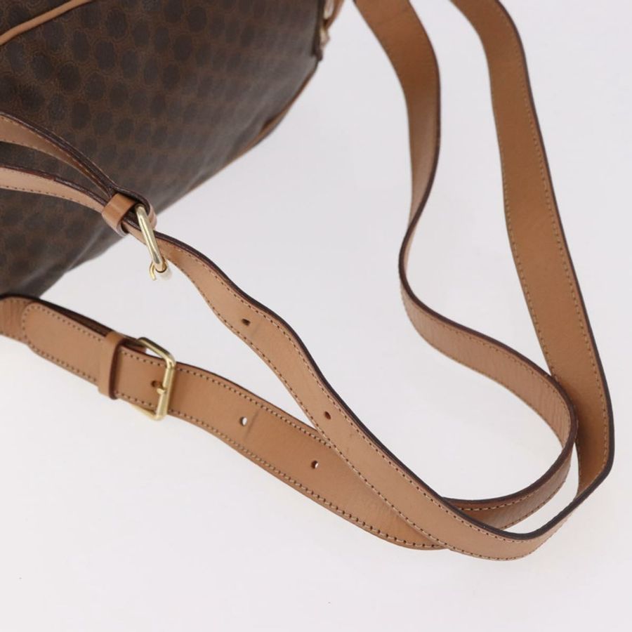 【日本直送】CELINE Macadam帆布雙肩包 PVC皮革 棕色 金色 正品 186101A-7
