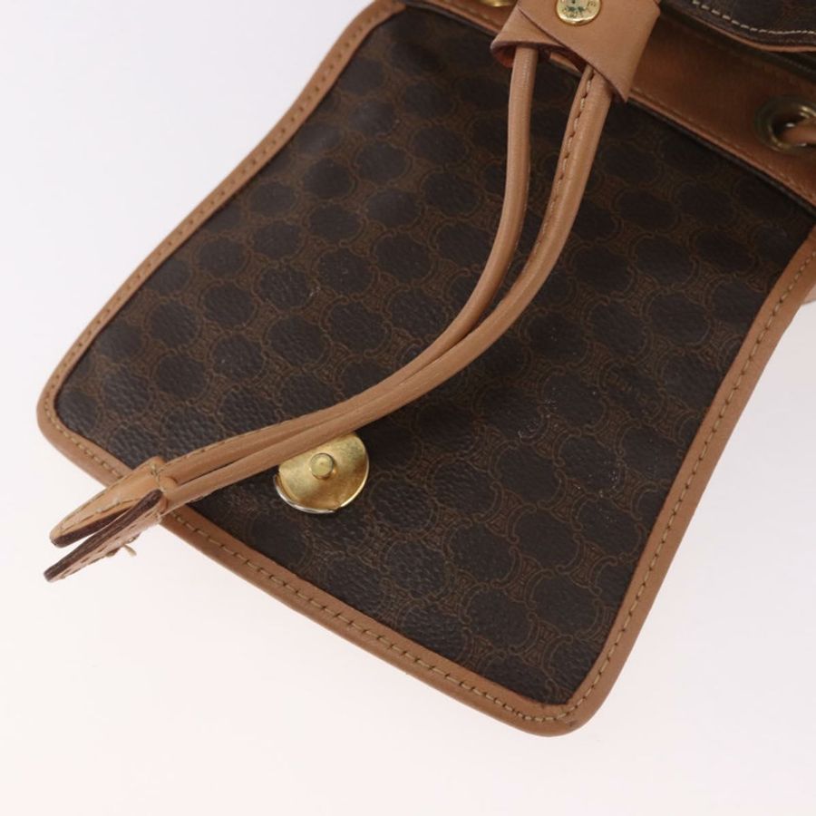 【日本直送】CELINE Macadam帆布雙肩包 PVC皮革 棕色 金色 正品 186101A-8