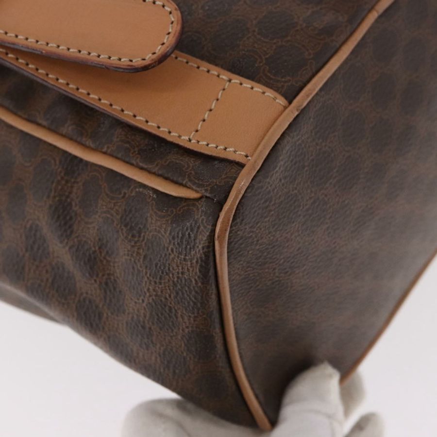 【日本直送】CELINE Macadam帆布雙肩包 PVC皮革 棕色 金色 正品 186101A-17