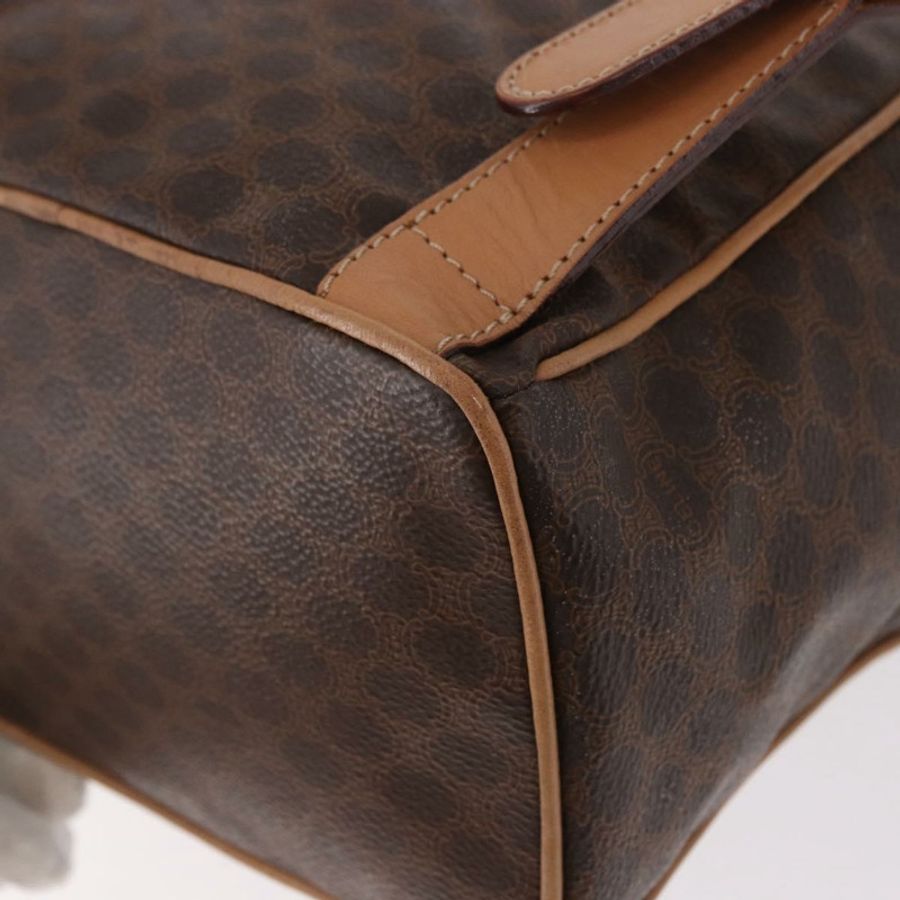 【日本直送】CELINE Macadam帆布雙肩包 PVC皮革 棕色 金色 正品 186101A-18