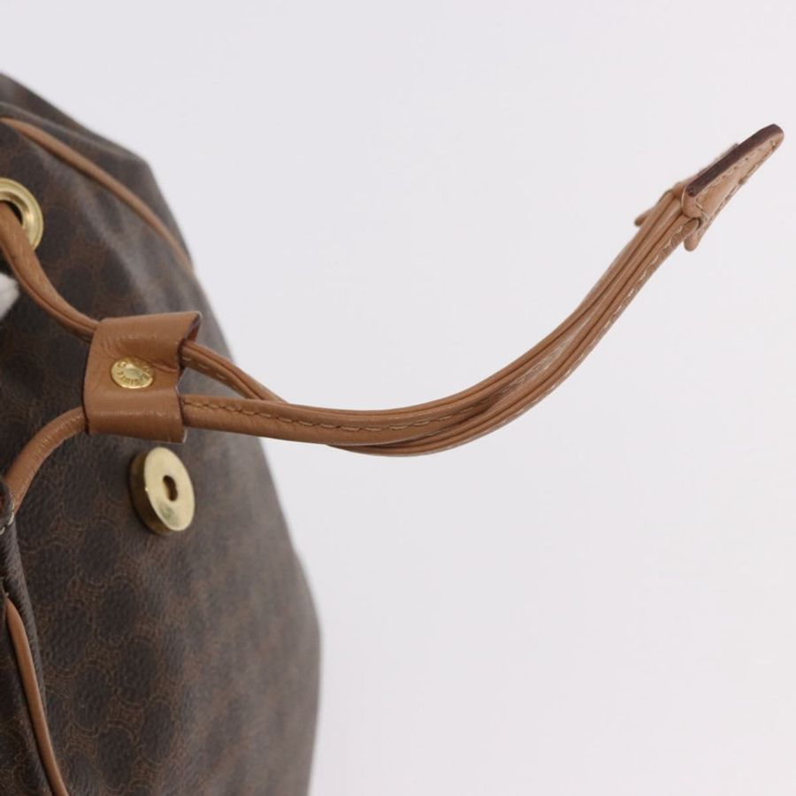 【日本直送】CELINE Macadam帆布雙肩包 PVC皮革 棕色 金色 正品 186101A-20