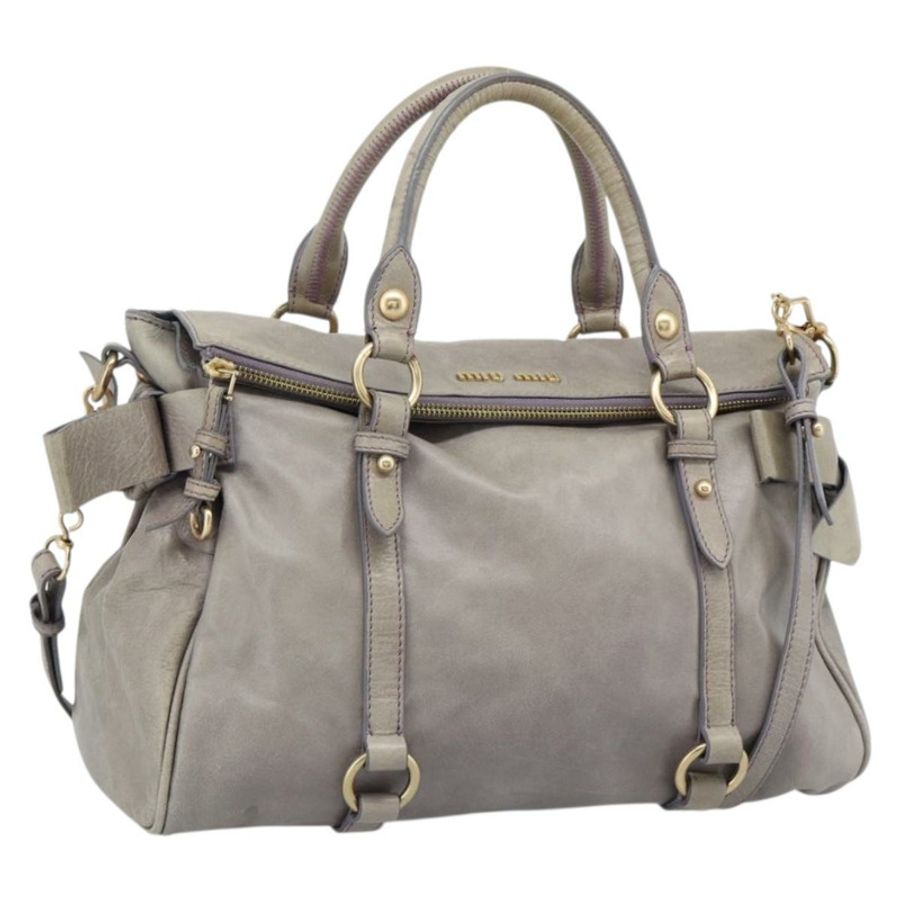 【日本直送】Miu Miu Ribbon 手提包 皮革 2way 紫金 正品 186822V-0