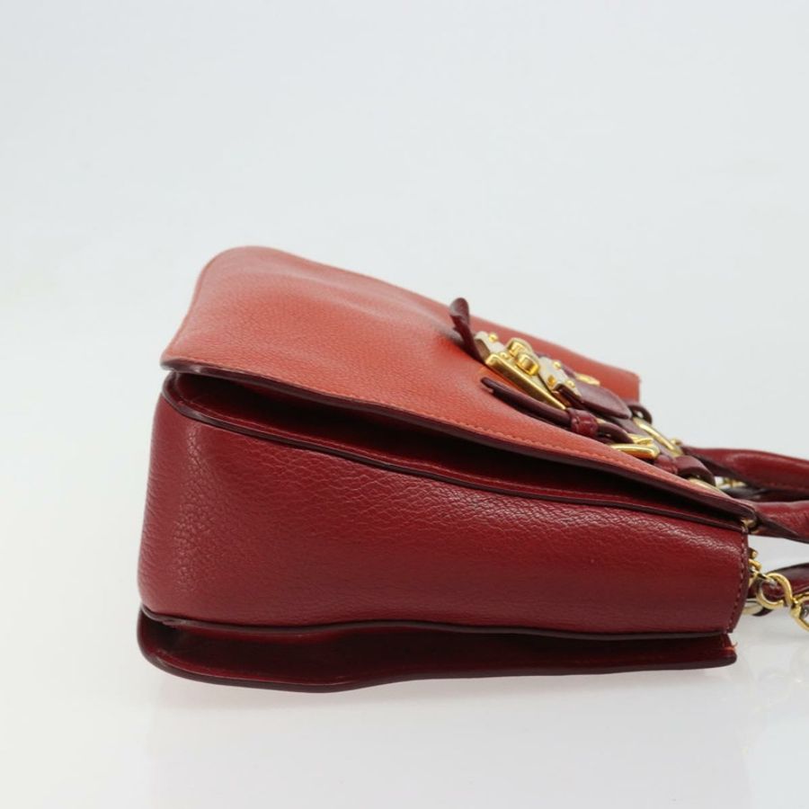 【日本直送】Miu Miu Ready Lock 手袋 皮革 2way 橙紅金配色 Auth am11916A-2