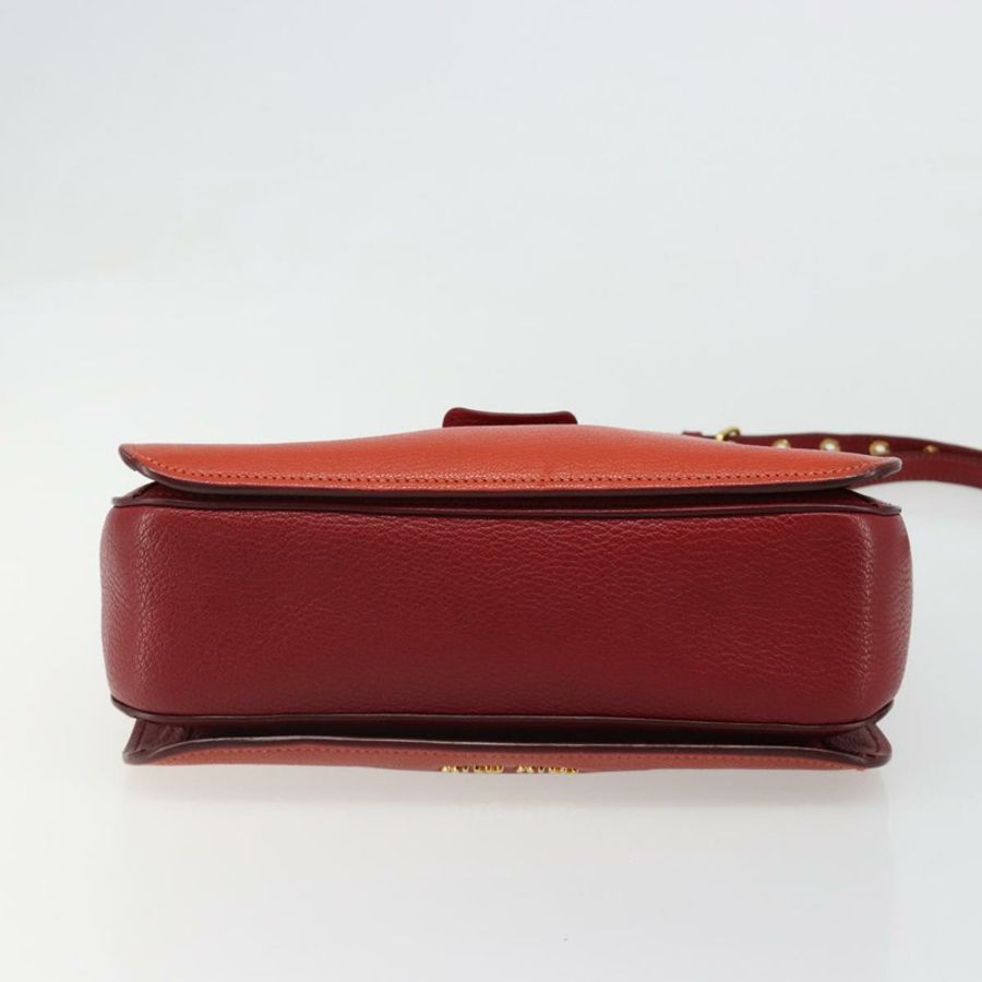 【日本直送】Miu Miu Ready Lock 手袋 皮革 2way 橙紅金配色 Auth am11916A-4