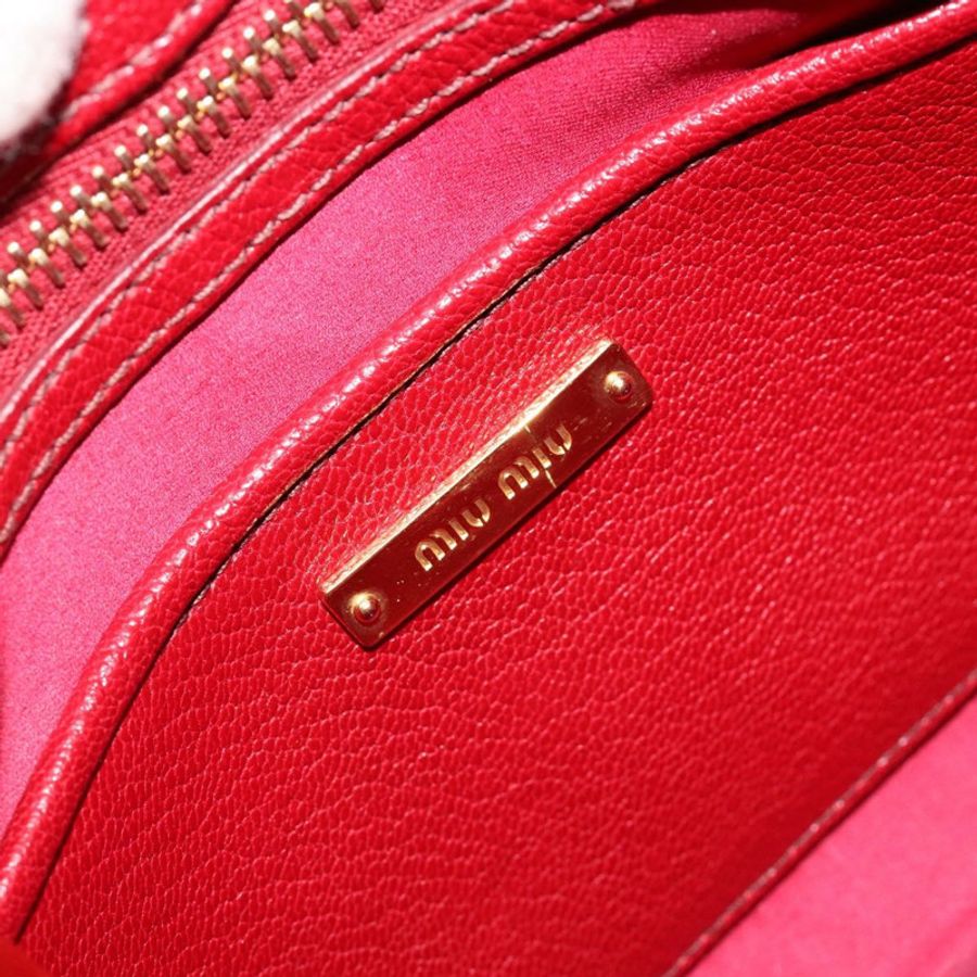 【日本直送】Miu Miu Ready Lock 手袋 皮革 2way 橙紅金配色 Auth am11916A-21