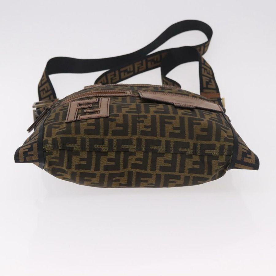 【日本直送】FENDI Zucca帆布單肩包 黑色棕色 正品 am11922V-4