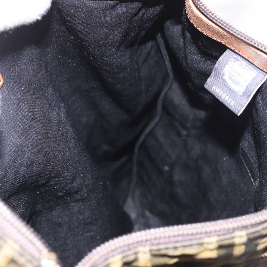 【日本直送】FENDI Zucca帆布單肩包 黑色棕色 正品 am11922V-19