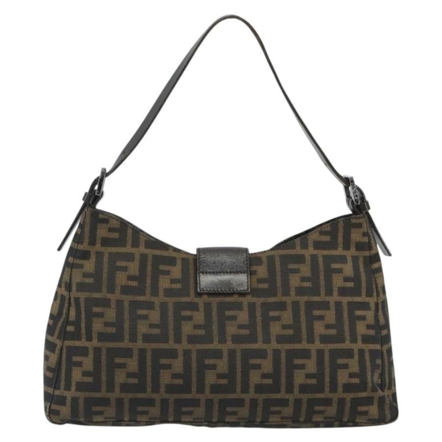 【日本直送】FENDI Zucca帆布Mamma Baguette單肩包 黑色棕色 正品 am11921A-1