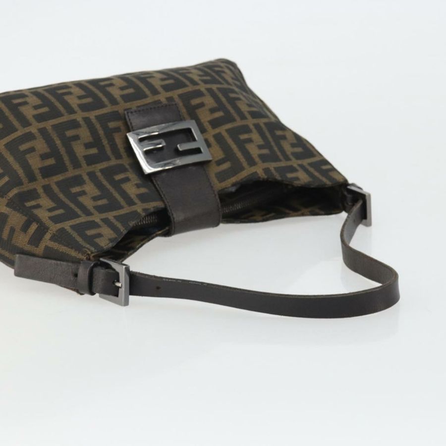 【日本直送】FENDI Zucca帆布Mamma Baguette單肩包 黑色棕色 正品 am11921A-6