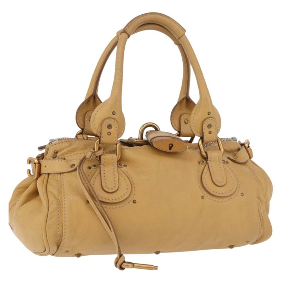 【日本直送】Chloe Paddington 手提包 皮革 米色 金 銀色 正品 am11920V-0