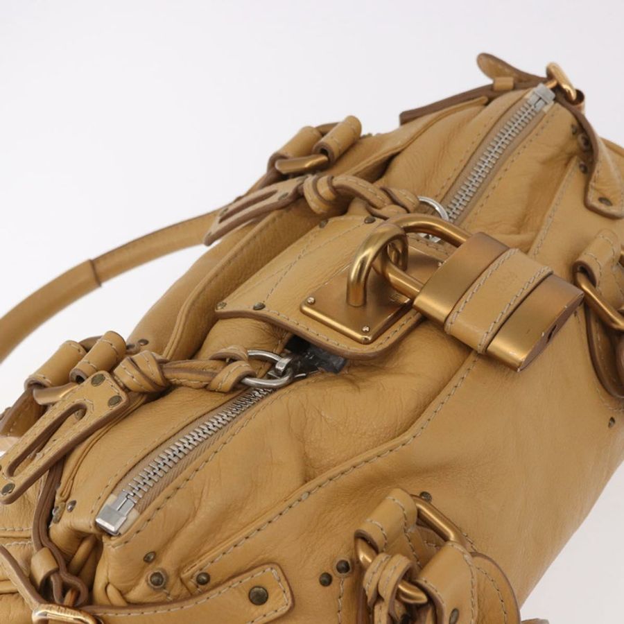 【日本直送】Chloe Paddington 手提包 皮革 米色 金 銀色 正品 am11920V-5
