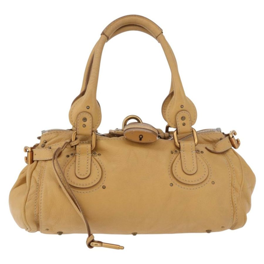 【日本直送】Chloe Paddington 手提包 皮革 米色 金 銀色 正品 am11920V-12