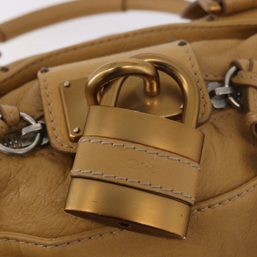 【日本直送】Chloe Paddington 手提包 皮革 米色 金 銀色 正品 am11920V-17