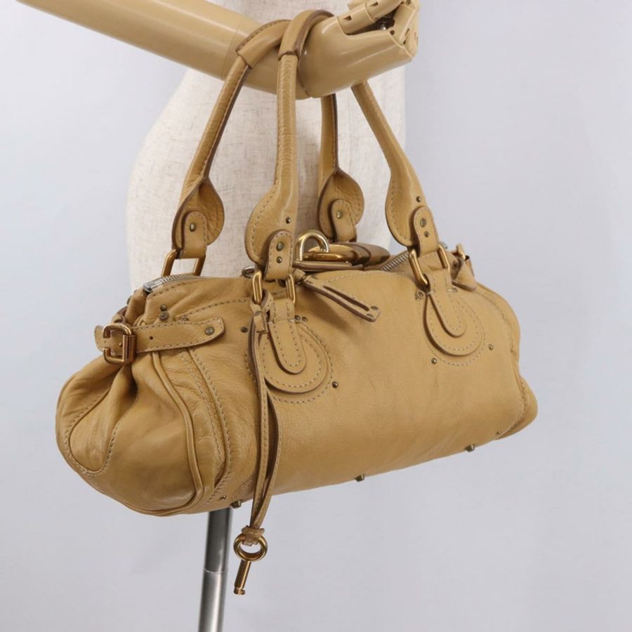 【日本直送】Chloe Paddington 手提包 皮革 米色 金 銀色 正品 am11920V-27