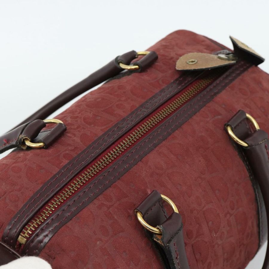 【日本直送】Christian Dior Trotter帆布波士頓包,麂皮紅色金色,正品,貨號186895-5