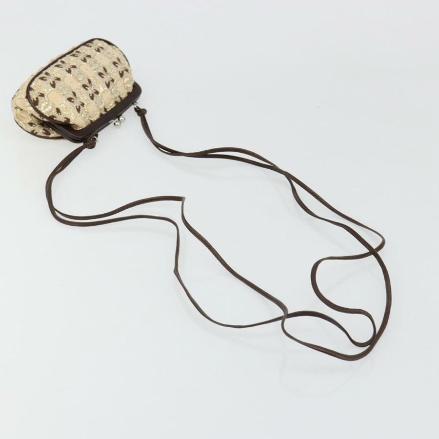 【日本直送】PRADA 零皮夾單肩包帆布米色銀色正品 185760SAV-6
