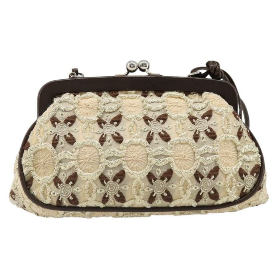 【日本直送】PRADA 零皮夾單肩包帆布米色銀色正品 185760SAV-12