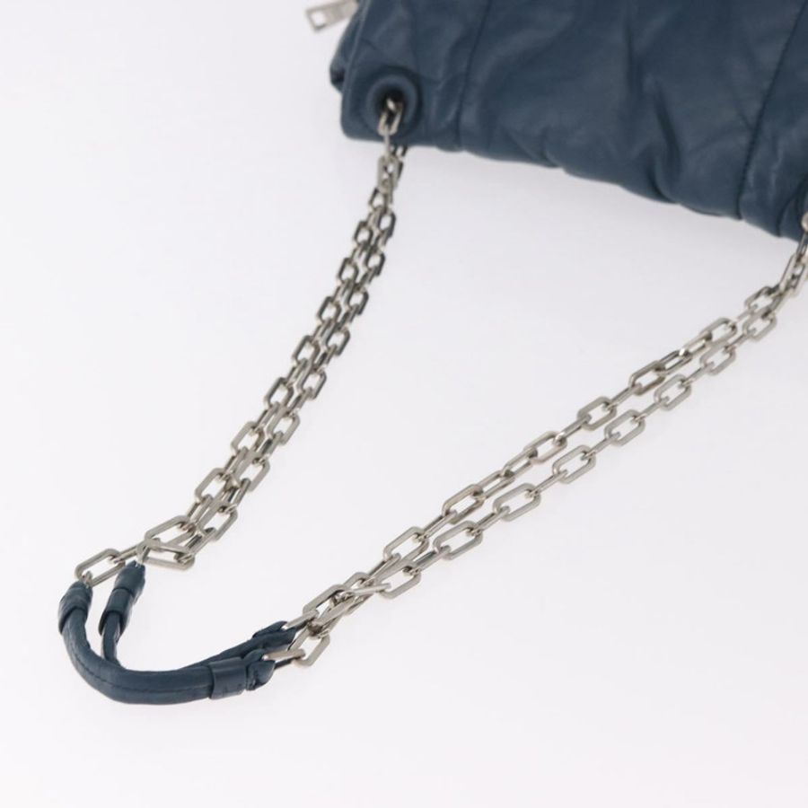 【日本直送】PRADA 鏈條單肩包 皮革 藍色 銀色 正品 186890V-6