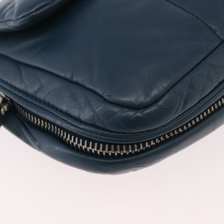 【日本直送】PRADA 鏈條單肩包 皮革 藍色 銀色 正品 186890V-13
